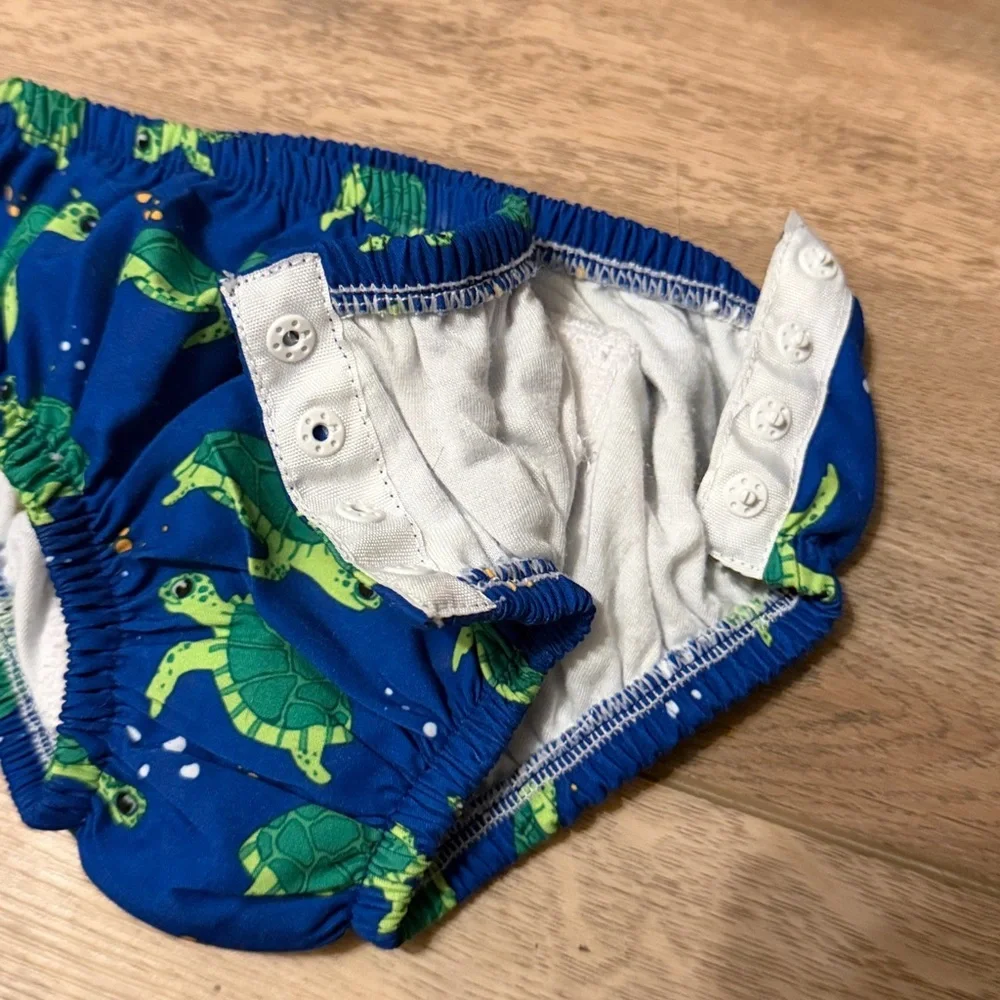 Blue Turtle Print Baby Swim Diaper 3-6m kids bottoms